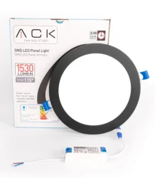 ACK AP01-01831 18W Sıva Altı Yuvarlak Led Spot Panel Armatür 6500K Beyaz Işık Siyah Kasa - 2