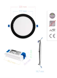 ACK AP01-01831 18W Sıva Altı Yuvarlak Led Spot Panel Armatür 6500K Beyaz Işık Siyah Kasa - 5