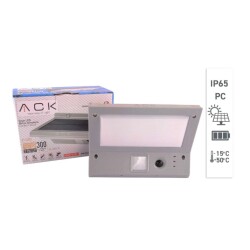 ACK AG60-07851 Solar Duvar Apliği Hareket Sensörlü Dimli IP65 3000K Günışığı - 3