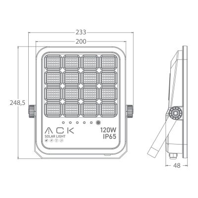 ACK AT66-19192 120W Solar Led Projektör 6500K-4000K-3000K Ayarlanabilir Işık - 2