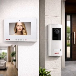 Audio 001461 7 inç Beyaz Bus Plus Mekanik Butonlu Görüntülü Villa Set - Audio (1)