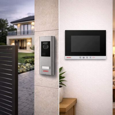 Audio 001464 7 inç Siyah Bus Plus Mekanik Butonlu Görüntülü Villa Set - Audio (1)