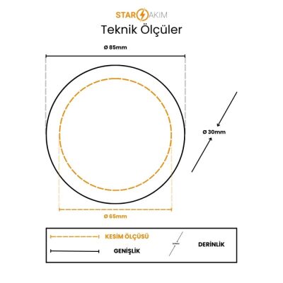 ACK AP01-00301 3W Sıva Altı Yuvarlak Led Spot Panel Armatür 3000K Günışığı Siyah Kasa - 4