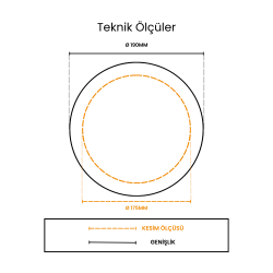 ACK AP01-01500 15W Sıva Altı Yuvarlak Led Spot Panel Armatür 3000K Günışığı - 4