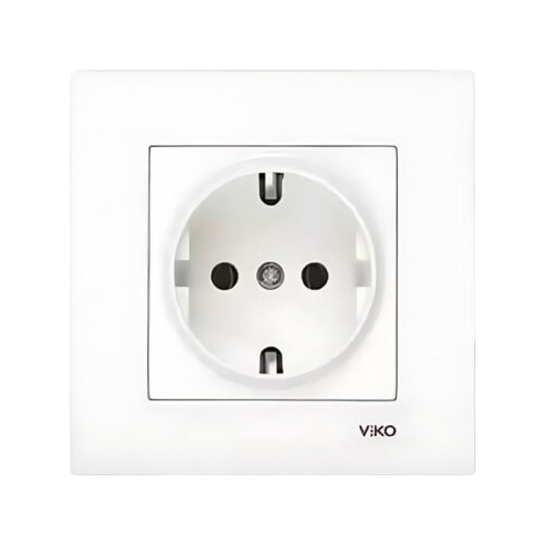 Viko Karre/Meridian Beyaz Topraklı Priz Mekanizma (Çerçeve Hariç) 90967008 - Viko