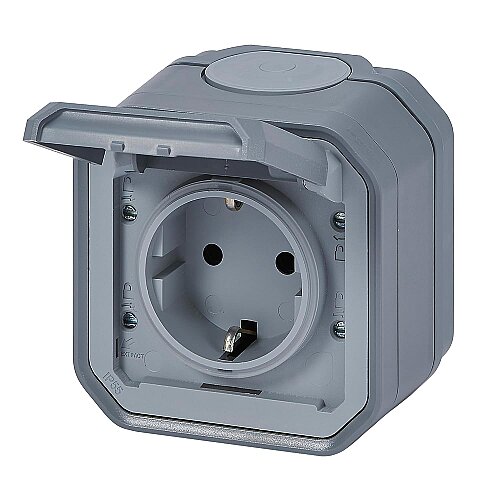 Legrand 069730L Plexo New Sıva Üstü Priz, Gri IP55 IK07 (Kapaklı, Schuko) - LEGRAND (1)
