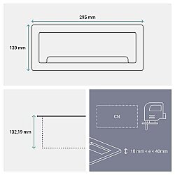 Legrand 654870 Incara 8 Modül Masaüstü Priz Kutusu, 295 mm Alüminyum - 3