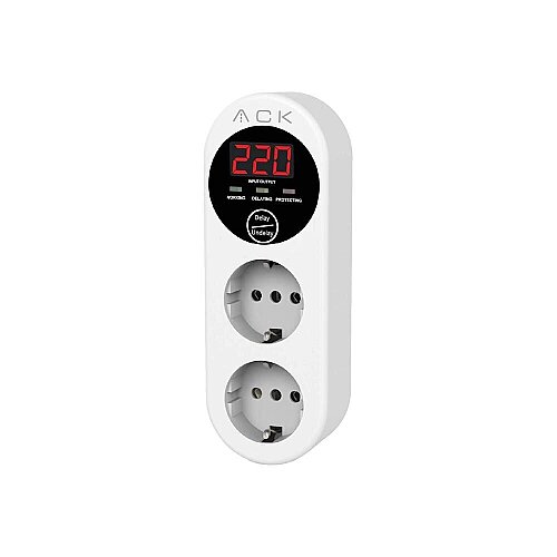 ACK AY27-00020 Voltaj Korumalı İkili Priz 15A 140-270V - ACK