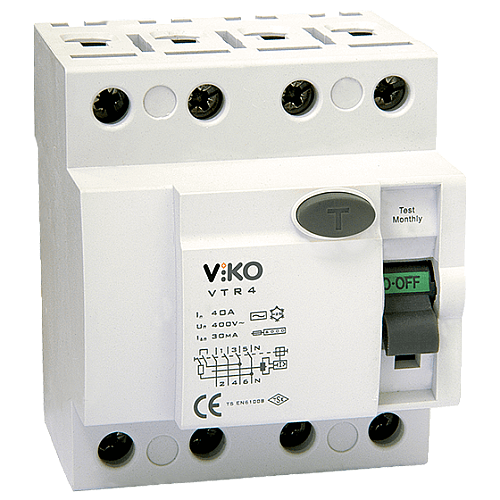 Viko VTR4-10030 4 Kutuplu 100A 30mA Kaçak Akım Koruma Rölesi - VİKO