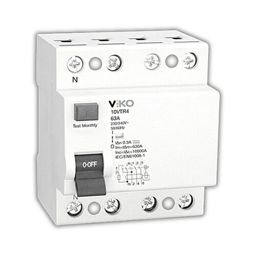 Viko 10VTR4-100300/A 4x100A 300mA A Tip Kaçak Akım Koruma Rölesi 10kA - VİKO