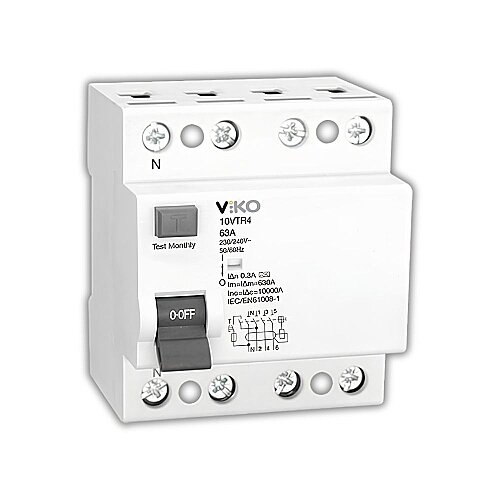 Viko 10VTR4-80300/A 4x80A 300mA A Tip Kaçak Akım Koruma Rölesi 10kA - VİKO