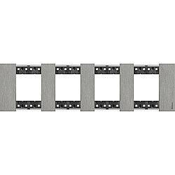 Bticino Living Now 4'lü Metal Çerçeve Mat Çelik (Steel) - 1