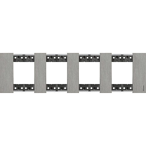 Bticino Living Now 4'lü Metal Çerçeve Mat Çelik (Steel) - BTICINO