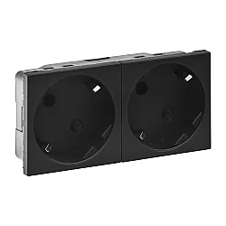 Legrand Armada 2'li Eğik Topraklı Priz 16A 45° Mat Siyah - 079372L - 1