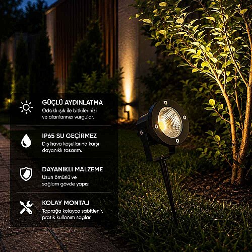ACK-AT25-00381 10W Amber Bahçe ve Çim Armatürü Kazıklı - 3