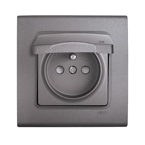 Viko Linnera Life 90442070 Çocuk Korumalı Kapaklı Topraklı UPS Priz – Granit Grisi - 1