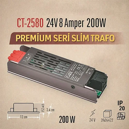 Cata Şerit Led Trafosu 8 Amper 24V 200W CT-2580 - Cata (1)