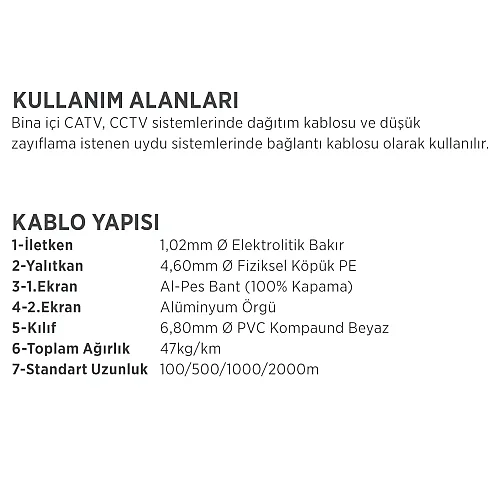 Erse RG 6/U-4 Cu/Al Class C Anten Kablosu - 3