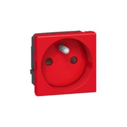 Legrand 077118 2P+T 2 Modül Çocuk Korumalı Kırmızı Topraklı Priz - 1
