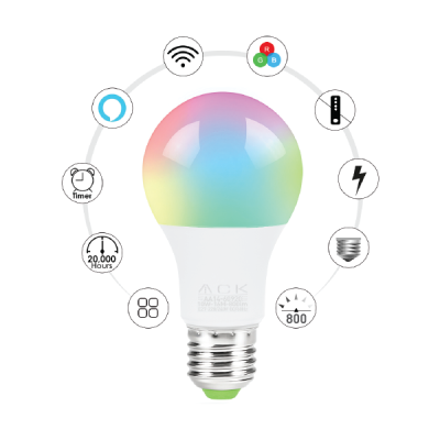 ACK AA14-60920 10W E27 RGB Wi-Fi Led Ampul - 2