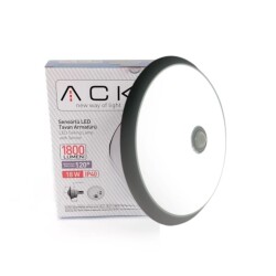 ACK AC17-00131 18W Sensörlü Led Tavan Armatürü Siyah Kasa 6500K Beyaz Işık - 3