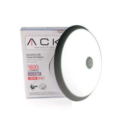 ACK AC17-00131 18W Sensörlü Led Tavan Armatürü Siyah Kasa 6500K Beyaz Işık - 3