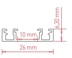 ACK AD45-91001 1 Metre Siyah Slim Magnet Ray Sıva Üstü - ACK (1)