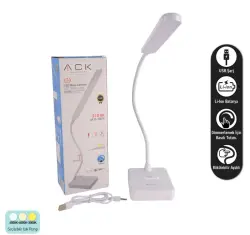 ACK AF11-10016 Led Masa Lambası Şarjlı Dimli Dokunmatik Beyaz Kasa - 4