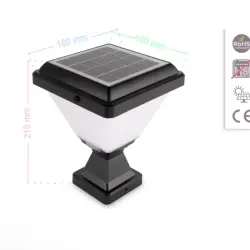 ACK AG60-06801 10W/h Solar Led Bahçe Armatürü Kare 3000K Günışığı - 7