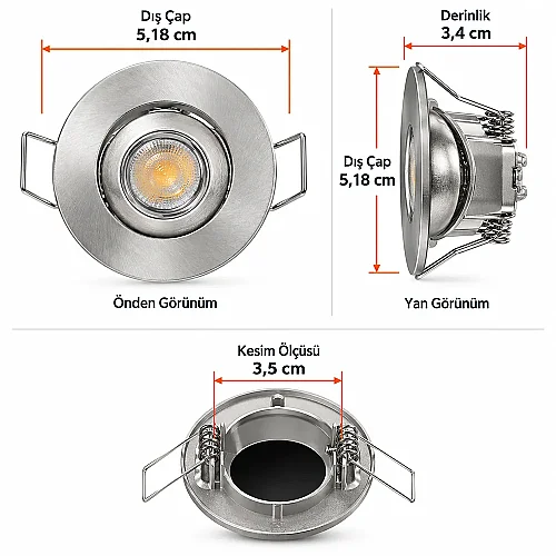 ACK AH06-00304 3W 3000K Günışığı Alüminyum Led Mobil Spot - 4