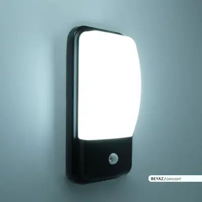ACK AH07-05431 20W Sensörlü Led Duvar Apliği Siyah Kasa 6500K Beyaz Işık IP44 - 2