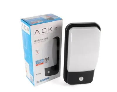 ACK AH07-05431 20W Sensörlü Led Duvar Apliği Siyah Kasa 6500K Beyaz Işık IP44 - 3