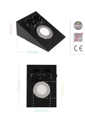 ACK AH11-00201 2,5W Ledli Prizli Tezgah Altı Armatür 6500K Beyaz Işık Siyah Kasa - 4