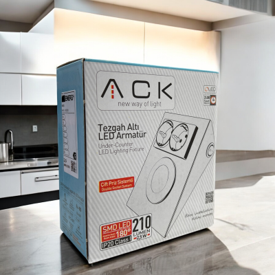 ACK AH11-00204 2,5W Ledli Prizli Tezgah Altı Armatür Beyaz Kasa 6500K Beyaz - 2