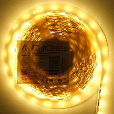 ACK AS01-02500 10W/mt 12V 120 Ledli Şerit Led 3000K Günışığı - ACK
