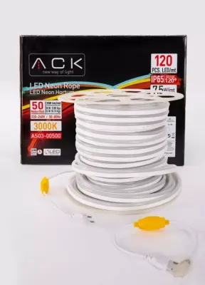ACK AS03-00500 7,5W/mt 220V Neon Hortum Led 3000K Günışığı IP65 - 3