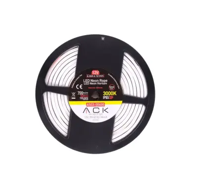 ACK AS03-00600 10W/mt 12V Neon Hortum Led 3000K Günışığı IP65 - 3