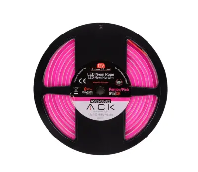 ACK AS03-00602 10W/mt 12V Neon Hortum Led Pembe Işık IP65 - 2