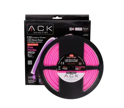 ACK AS03-00602 10W/mt 12V Neon Hortum Led Pembe Işık IP65 - 3
