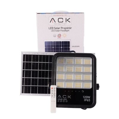 ACK AT66-19192 120W Solar Led Projektör 6500K-4000K-3000K Ayarlanabilir Işık - 3