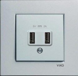 Artline Novella/Trenda N/T Gümüş Usb Priz Kapak 5V-2A - Viko Artline