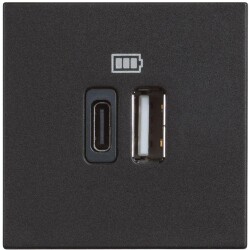 Bticino Classia Type C ve A USB Şarj Prizi 3A 2M Siyah - Bticino