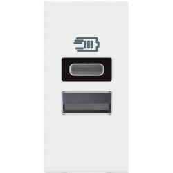Bticino Classia USB Şarj Prizi Type C ve A 1M Beyaz - Bticino