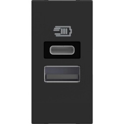Bticino Classia USB Şarj Prizi Type C ve A 1M Siyah - Bticino