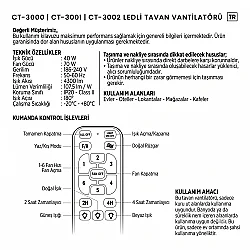 Cata CT-3002 Bern Ledli Tavan Vantilatörü 3 Renkli Işık Ahşap Renk - Cata (1)