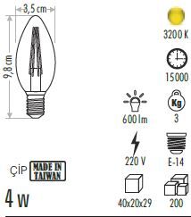 Cata CT-4072 4W Dimlenebilir Led Ampul Günışığı - 2