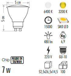Cata CT-4215 8W GU10 Amber Çanak Led Ampul - Cata (1)