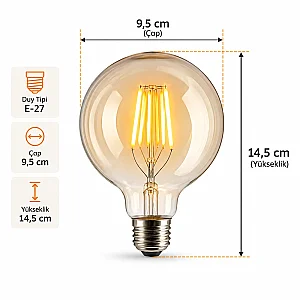 Cata CT-4354 6W E27 3200K Günışığı Rustik Glop Led Ampul - 3