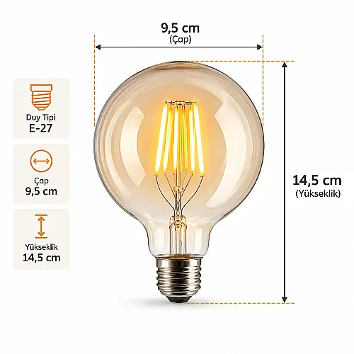 Cata CT-4354 6W E27 3200K Günışığı Rustik Glop Led Ampul - 3