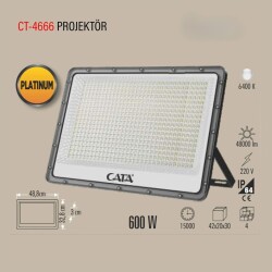 Cata CT-4666 600W Slim Led Projektör 6400K Beyaz - CATA (1)